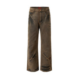 TIE SPRAYED BOOT CUT SUEDE PANTS