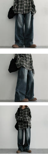 [Planning product!] Rattol washed wide denim pants (2 colors)