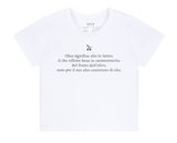 [mnem] オリーブプリントのクロップドTシャツ (white)