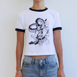 DRAGON Ringer Crop T-Shirt (WHITE)