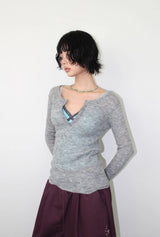 BUTTON SLIM KNIT