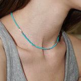 LOVE SKINNY BEADS NECKLACE SKY BLUE