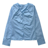 オープニングVネックベーシックシルエットロングスリーブシャツ (2 colors)