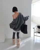 Mohair wool knitwear oversized-fit cardigan