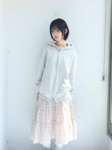 cream checkered pocket skirt