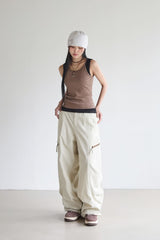 Unbalanced-line parasuit pants