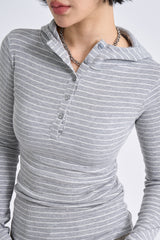 Seasoning stripe hood long sleeve