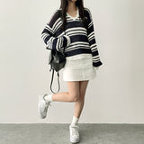 OMON Badge Dangara Boucle V-Neck Long Sleeve Knit