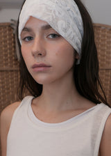 Lace Leaf Mesh Hair Band_White