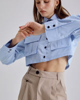 EVIE mia OVERSIZED CROPPED SHIRTS BLUE