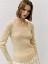 MOHAIR BLENDED BUTTON KNIT IVORY