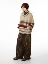 Retro printed loose casual pants