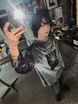 グローイングプリンティングベルベット長袖Tシャツ