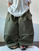 MIDDLE RIVET CARGO BALLOON PANTS 🍰🩶🖤💚4COLOR