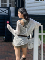 Summer Over Back Eyelet V-Neck Knit