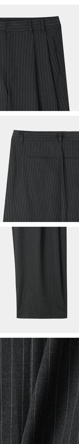 [F/W] Steady stripe two tuck wide pants(2color)