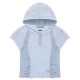 COLOR MIX SLIM FIT SHORT SLEEVE HOODIE [SKY]