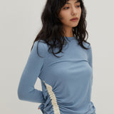 サイドストリングTシャツ ブルー