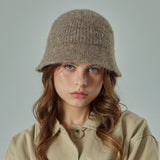 VA Curved Oval Metal Washed Knit Bucket Hat  / Brown