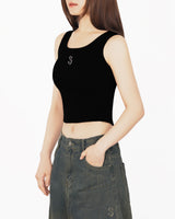 W Chest Logo Crop Short Sleeve BLACK