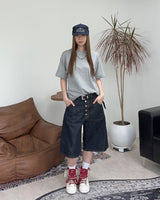 リアンカラーマッチングレイヤード半袖Tシャツ