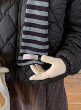 25FW★ [BAONHAUS] Temdi Stripe Pom-Pom Muffler
