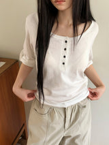 エンダ ロールアップ 7分袖Tシャツ