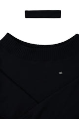 [ID] Logo Off-Shoulder Sweatshirt (Choker Set) (Black)