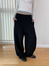 texture cotton sweat banding pants