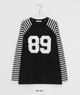 ライアンプリンティングボーダーオーバー長袖Tシャツ