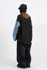 シスカットオフデニム長袖Tシャツ