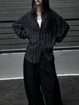 [unisex] オーバーフィットストライプシャツ (2color)