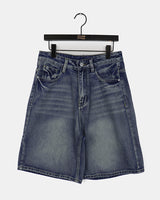 Boil Washing Bermuda Half-Length Denim Pants