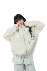 studs nylon knitzip hoodie(white)