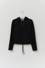 (W) Rim Eyelet Hooded Top