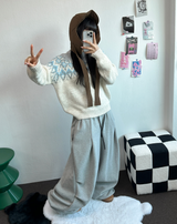 PARACHUTE TWO PINTUCK BALLOON LONG WIDE PANTS 🖤🩶💜🤎🩷5COLOR