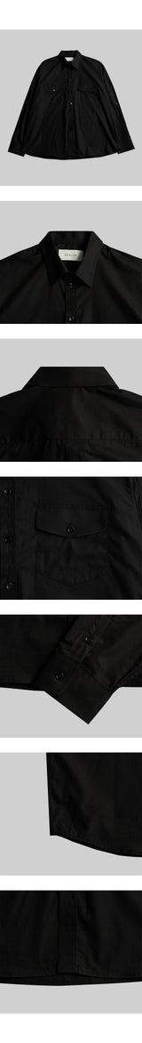 Stitch Roll Up Shirt [Black]