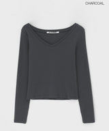 [B-BASIC] ソフトコットンVネックロングスリーブTシャツ (2SIZE)