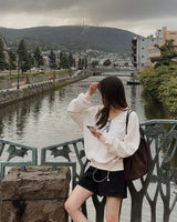 Part denim short pants