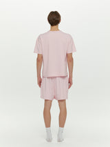 (Unisex) エッセンシャルストレッチフィットハーフスリーブパジャマセット　ピンク