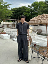 Olin linen indigo half shirts