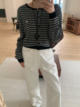 [MADE] [Planning] Slits Stripe Round Cardigan