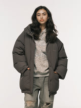LONG DOWN PUFFER KHAKI BROWN