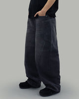 Low curve cargo denim jeans (Black)