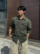 Carder dying washing cropped shirt