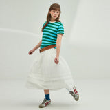 VOLUME SLEEVE STRIPE T-SHIRT_GREEN+MINT