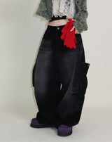 Square pocket balloon fit corduroy pants