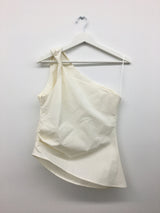 One-shoulder draping blouse (2color)
