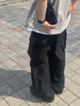 Platinum Grey Nylon Cargo Balloon Pants 2C