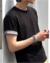 Rolled-Sleeve Cropped Short-Sleeve T-Shirt Black
